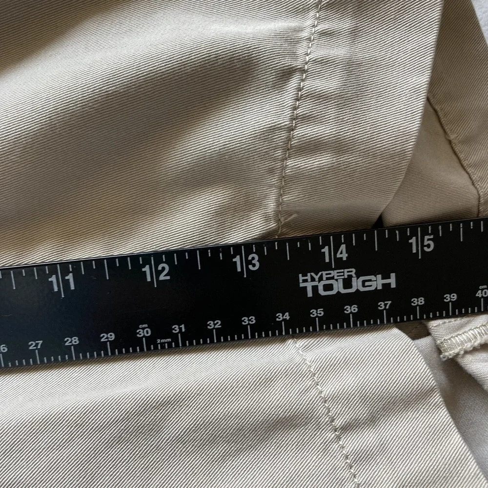 CJ Banks Womens 16 Wrinkle Free Cotton Khaki Tan High Rise Bermuda Shorts
